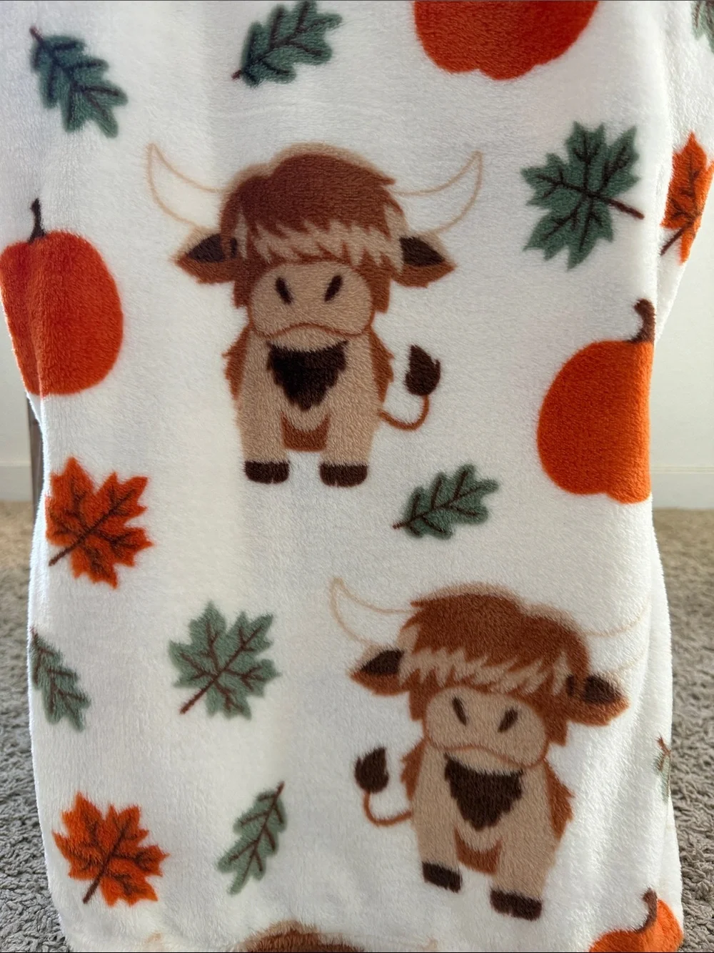 Cute Cow & Pumpkin Oversized Decorative Throw Blanket